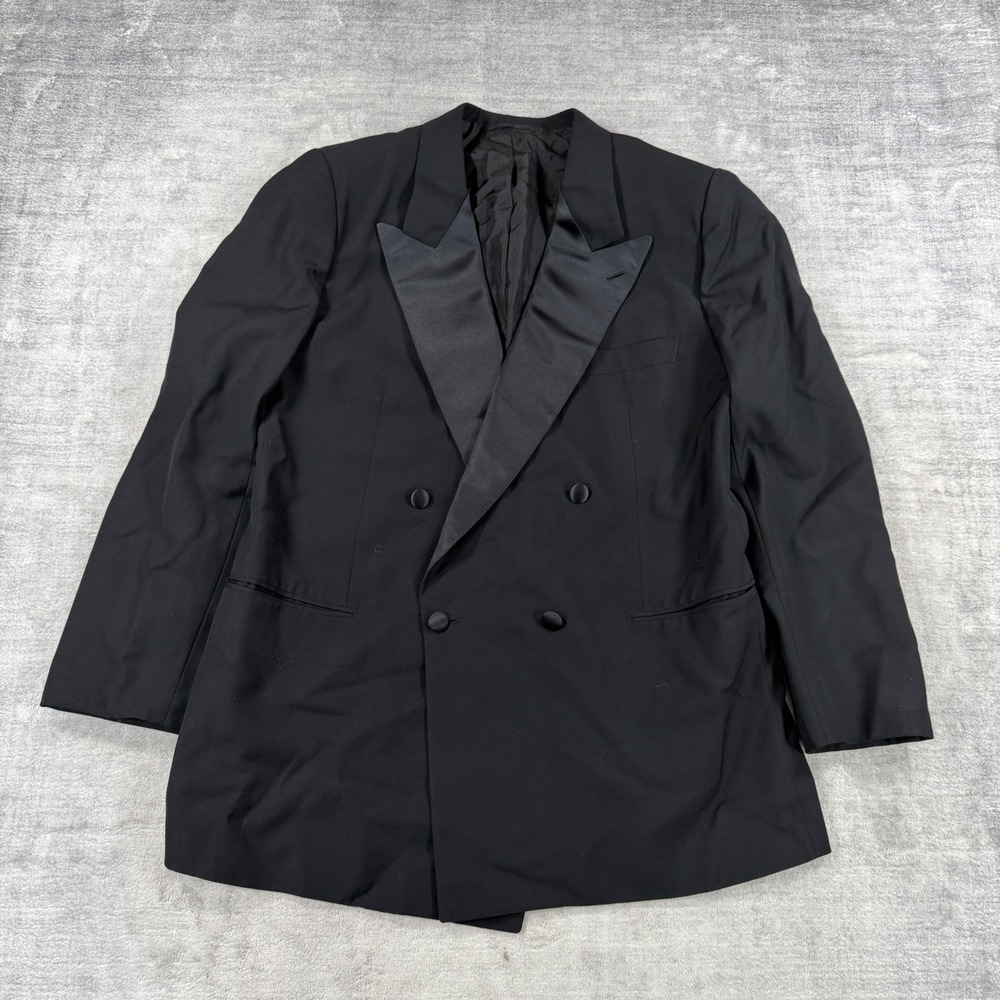 Brioni Harrods Jacket Mens 46R Black VTG Tuxedo Double Breasted Wool Peak Lapel